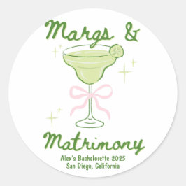 Pegatina Redonda Margs & Matrimony Bachelorette Personalizado