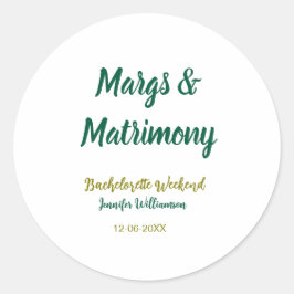 Pegatina Redonda Margs y matrimonio agregar nombre fecha despedida