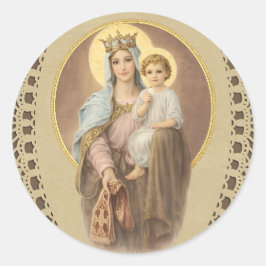 Pegatina Redonda María Bendita Madre de Sacerdotes Jesús Eucaristía