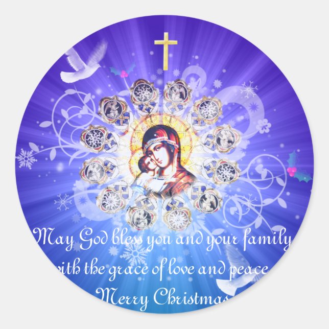 Pegatina Redonda María y Jesús (Anverso)