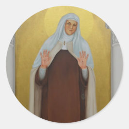 Pegatina Redonda Mariam de Jesús Crucificado Carmelita Nun