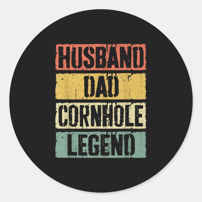 Pegatina Redonda Marido Dad Cornhole Legend (Anverso)