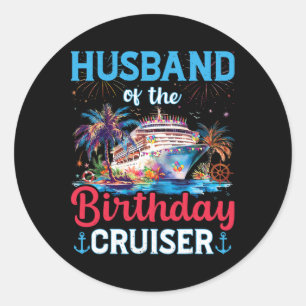 Pegatina Redonda Marido Del Crucero De Cumpleaños Divertido Regalo