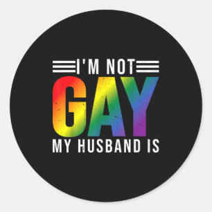Pegatina Redonda Marido No Gay Orgullo Lgbtq
