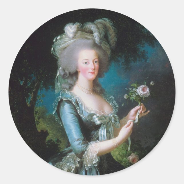 Pegatina Redonda Marie-Antoinette con la Rosa de Elisabeth Lebrun (Anverso)