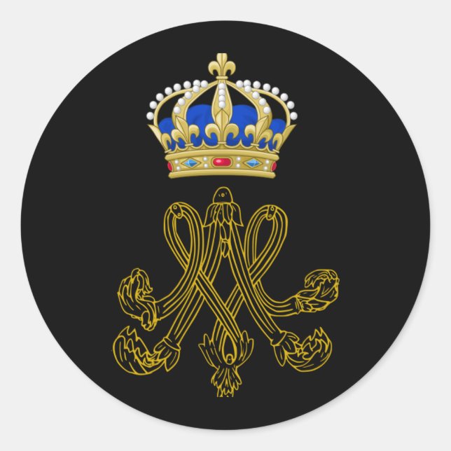 Pegatina Redonda Marie Antoinette Monograma (Anverso)