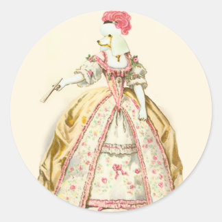 Pegatina Redonda Marie Antoinette Poodle