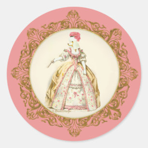 Pegatina Redonda Marie Antoinette Poodle