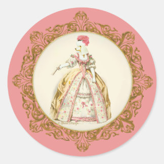 Pegatina Redonda Marie Antoinette Poodle