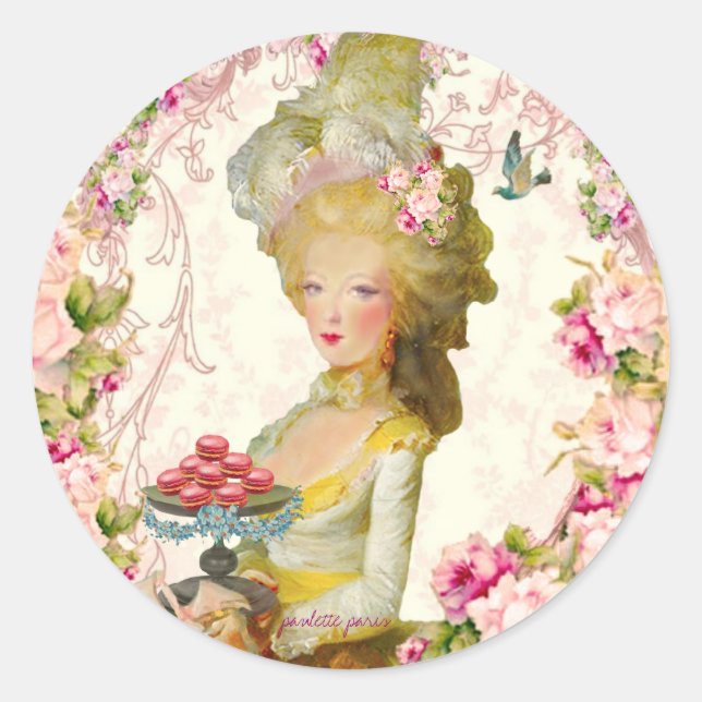 Pegatina Redonda Marie Antoinette Springtime Macarons Seals (Anverso)