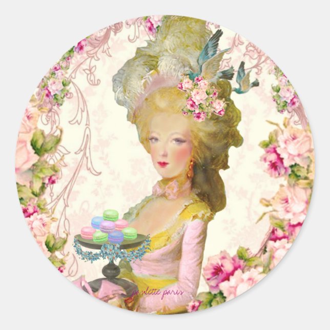 Pegatina Redonda Marie Antoinette Springtime Pastille Macaron Seals (Anverso)