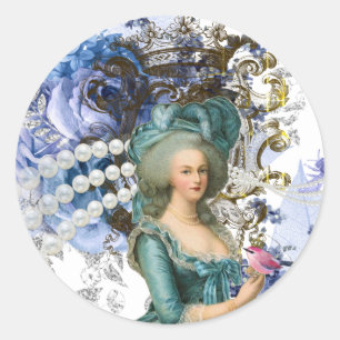 Pegatina Redonda Marie Antoinette, última reina de Francia, focas