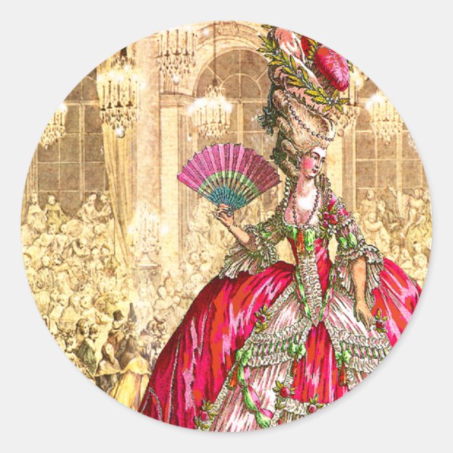 Pegatina Redonda Marie Antoinette Versailles Navidades Tea Fiesta (Anverso)