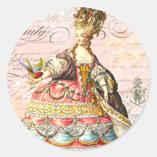 Pegatina Redonda Marie Antoinette y Pink Paris