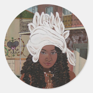 Pegatina Redonda Marie Laveaux en el barrio francés