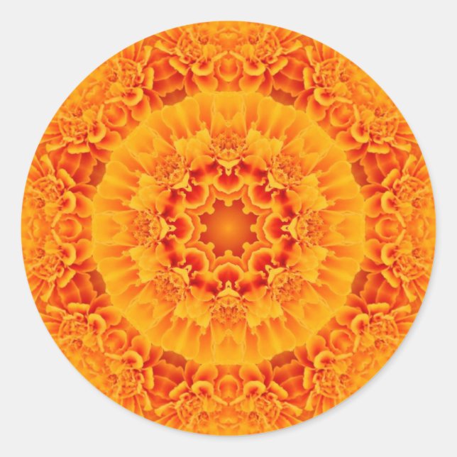 Pegatina Redonda Marigold Mandala (Anverso)