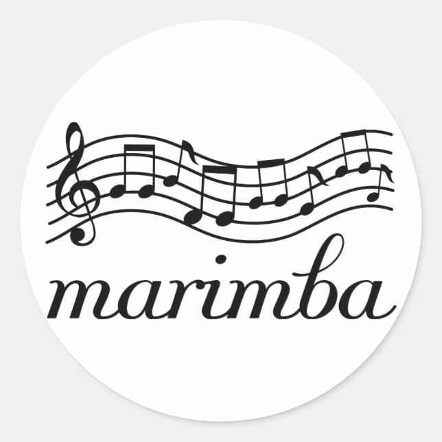 Pegatina Redonda Marimba Black Music Staff (Anverso)