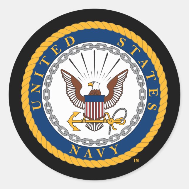 Pegatina Redonda Marina de Estados Unidos | Emblema naval (Anverso)