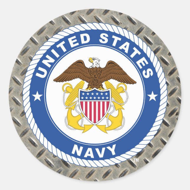 Pegatina Redonda Marina de Estados Unidos | Oficial Escudo (Anverso)