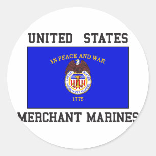 Pegatina Redonda Marina Mercante de Estados Unidos