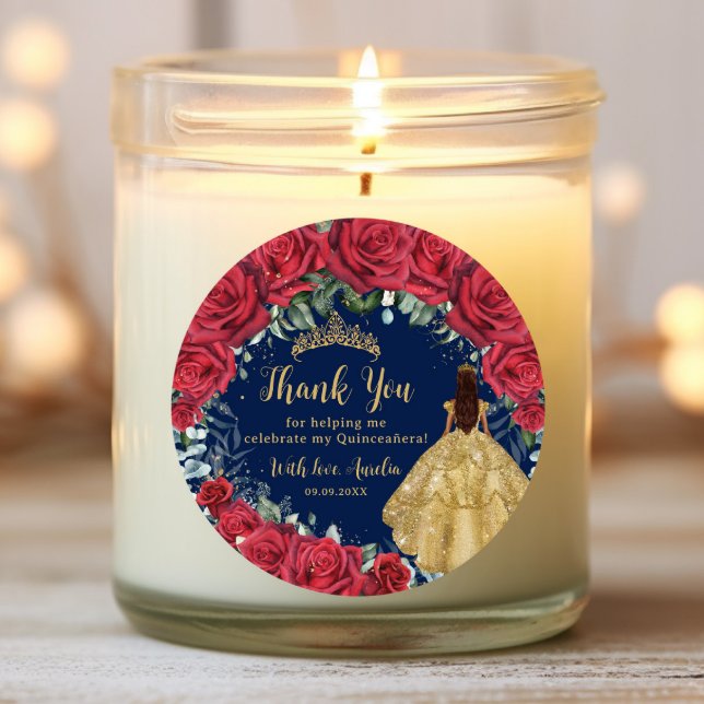 Pegatina Redonda Marina Rosa de Quinceañera (Subido por el creador)