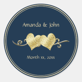 Pegatina Redonda Marina y Boda Elegante de Oro