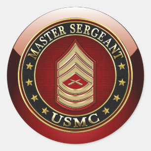 Pegatina Redonda Marines de EE.UU.: Sargento mayor (USMC MSgt) [3D]