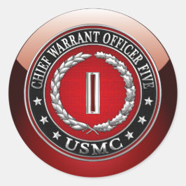 Pegatina Redonda Marines estadounidenses: 5 (USMC CWO-5) [3D]