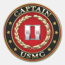 Pegatina Redonda Marines Estadounidenses: Capitán (USMC Capt) [3D]