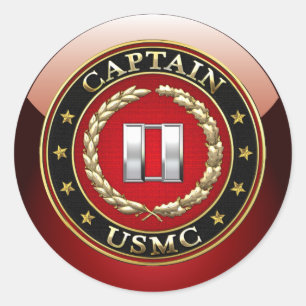 Pegatina Redonda Marines Estadounidenses: Capitán (USMC Capt) [3D]
