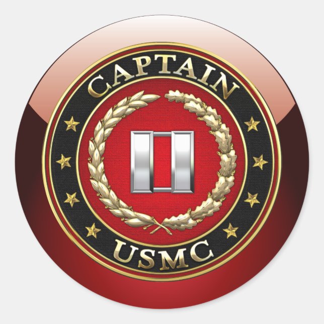 Pegatina Redonda Marines Estadounidenses: Capitán (USMC Capt) [3D] (Anverso)