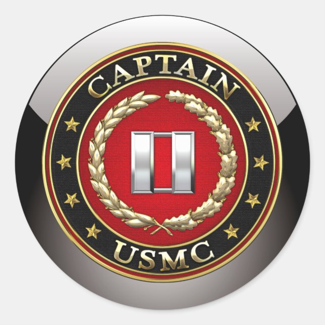 Pegatina Redonda Marines Estadounidenses: Capitán (USMC Capt) [3D] (Anverso)