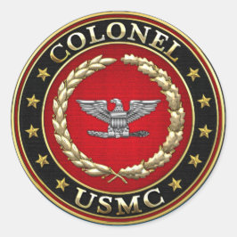 Pegatina Redonda Marines Estadounidenses: Coronel (USMC Col) [3D]