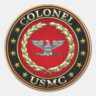 Pegatina Redonda Marines Estadounidenses: Coronel (USMC Col) [3D]