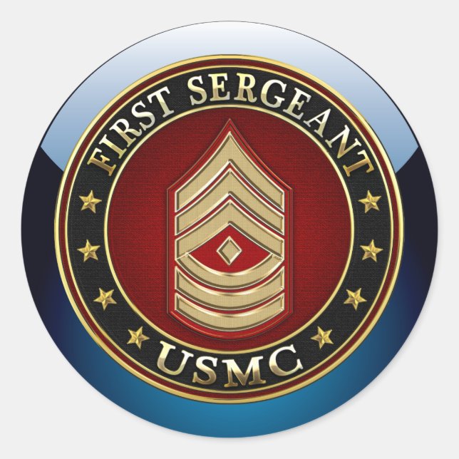 Pegatina Redonda Marines Estadounidenses: Primer Sargento (USMC 1st (Anverso)