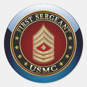 Pegatina Redonda Marines Estadounidenses: Primer Sargento (USMC 1st