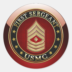Pegatina Redonda Marines Estadounidenses: Primer Sargento (USMC 1st