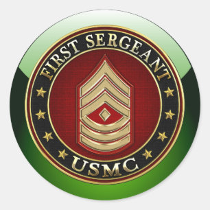 Pegatina Redonda Marines Estadounidenses: Primer Sargento (USMC 1st