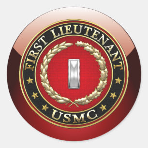 Pegatina Redonda Marines Estadounidenses: Primer Teniente (USMC 1st
