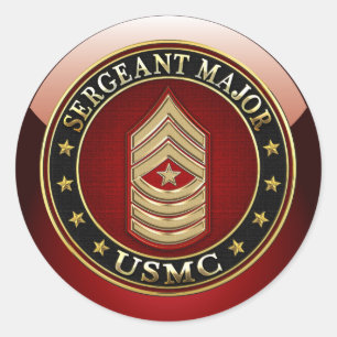 Pegatina Redonda Marines Estadounidenses: Sargento Mayor (USMC SgtM