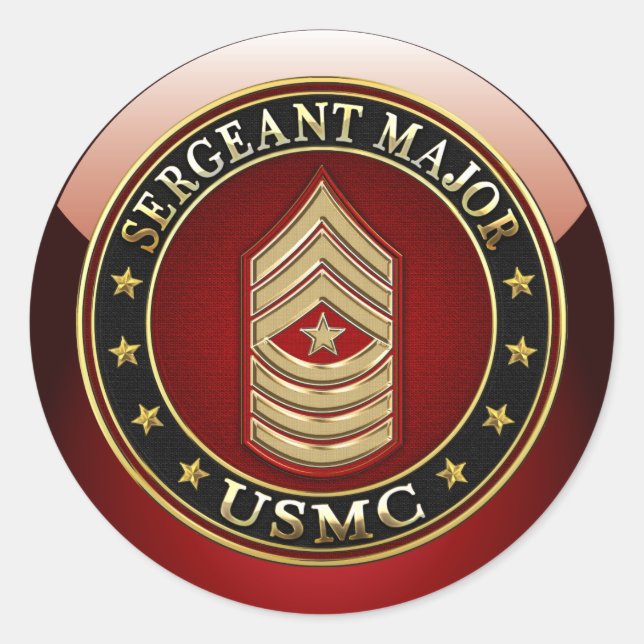 Pegatina Redonda Marines Estadounidenses: Sargento Mayor (USMC SgtM (Anverso)