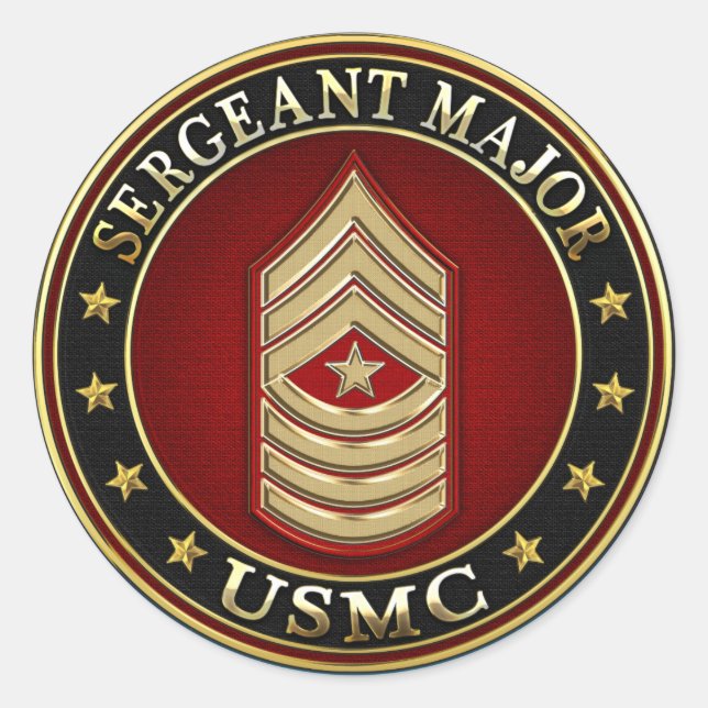 Pegatina Redonda Marines Estadounidenses: Sargento Mayor (USMC SgtM (Anverso)