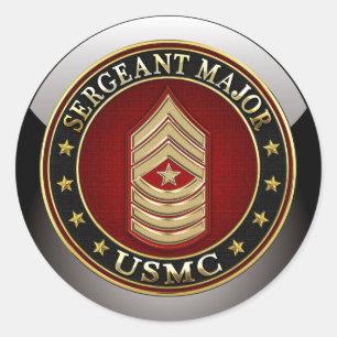 Pegatina Redonda Marines Estadounidenses: Sargento Mayor (USMC SgtM