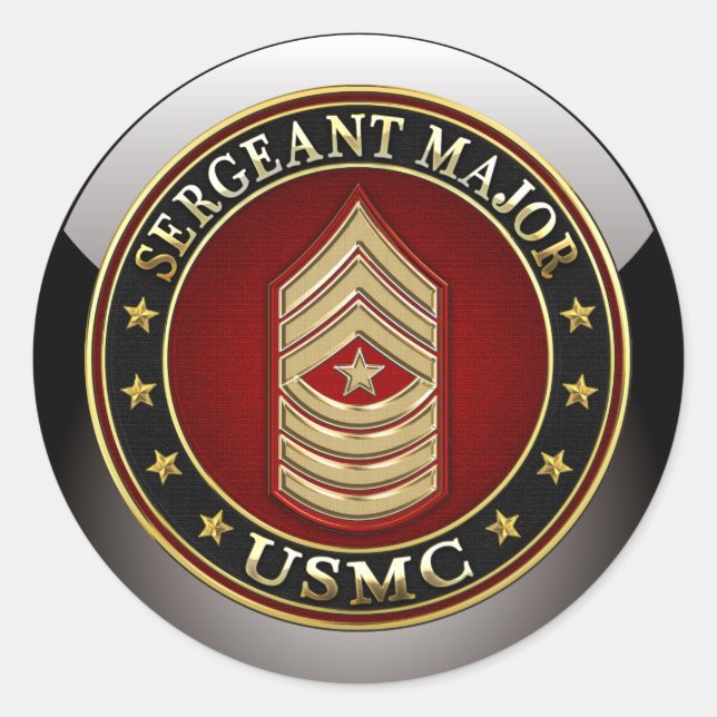 Pegatina Redonda Marines Estadounidenses: Sargento Mayor (USMC SgtM (Anverso)