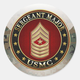 Pegatina Redonda Marines Estadounidenses: Sargento Mayor (USMC SgtM
