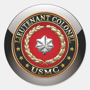 Pegatina Redonda Marines Estadounidenses: Teniente Coronel (USMC Lt