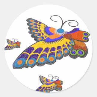 Pegatina Redonda Mariposa