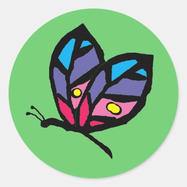Pegatina Redonda mariposa (Anverso)