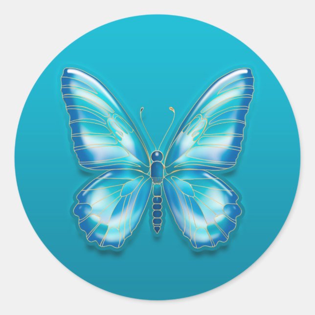 Pegatina Redonda Mariposa (Anverso)