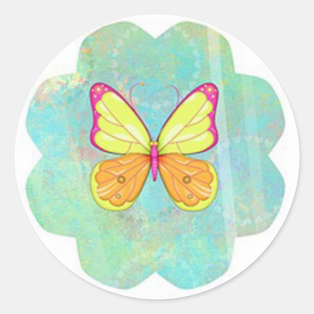 Pegatina Redonda Mariposa (Anverso)